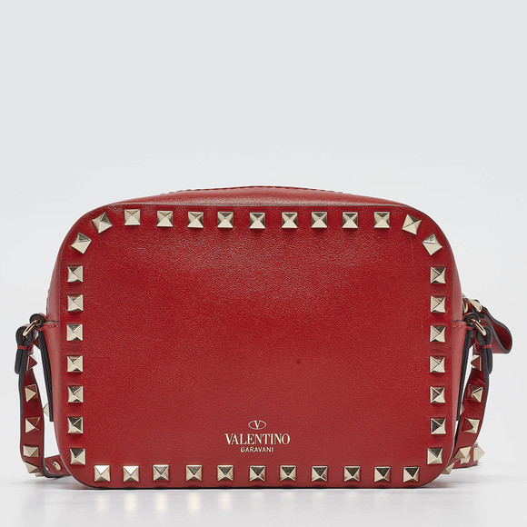 VALENTINO Red Leather Studded Camera Crossbody Bag - Picture 4 of 8
